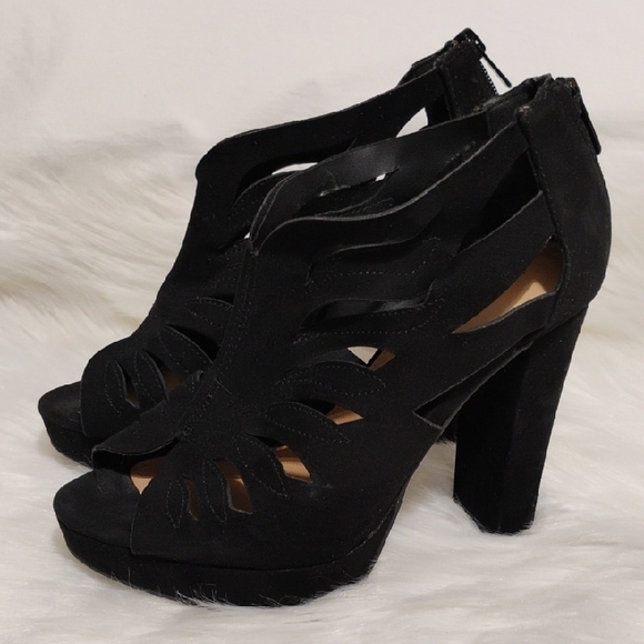 torrid Shoes - Torrid Black Cage Open Toe Chunky Heel Sandal Booties Worn 1X #46